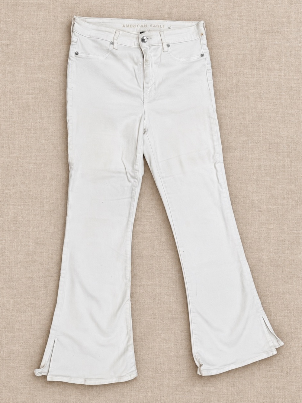 American Eagle Outfitters White Flared Jeans with Front Slit